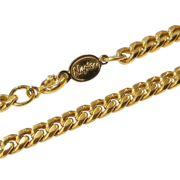 🥇 Vintage Napier Gold Plated Curb Chain Necklace - 24" Chunky - Picture 2 of 3